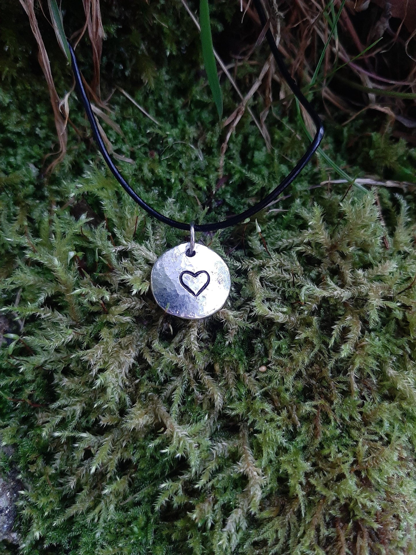 Heart Pendant Necklace - Love Heart - Cast and hammered pewter - Small