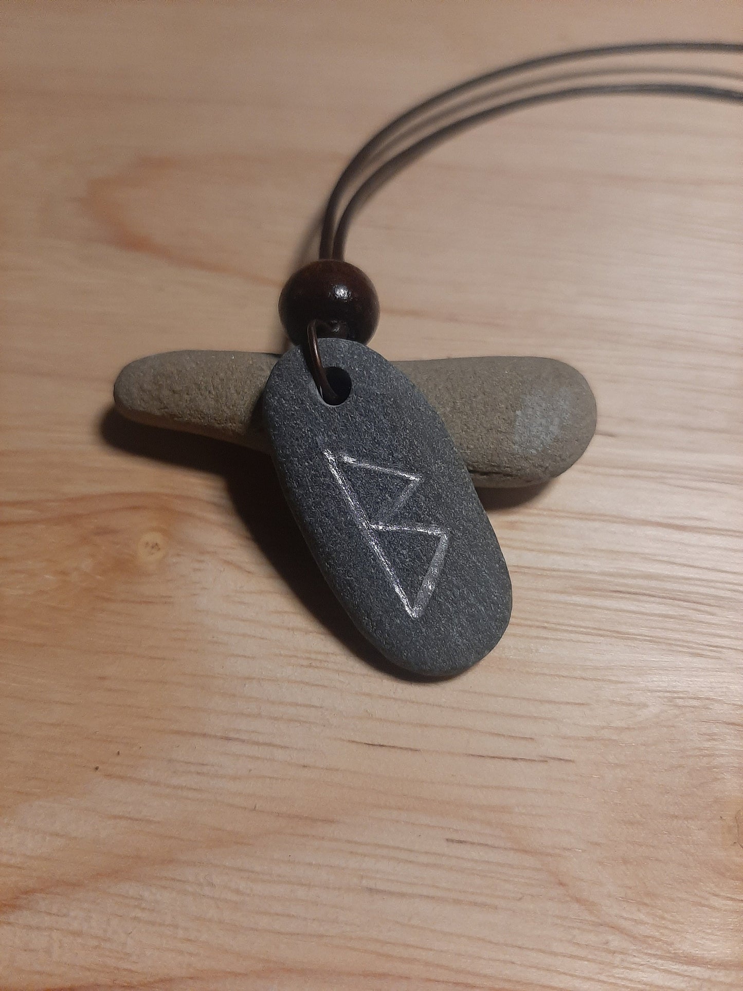 Carved Growth Rune Stone Necklace - Berkana - Liberation, Personal Growth - Viking Jewellery | Viking Necklace