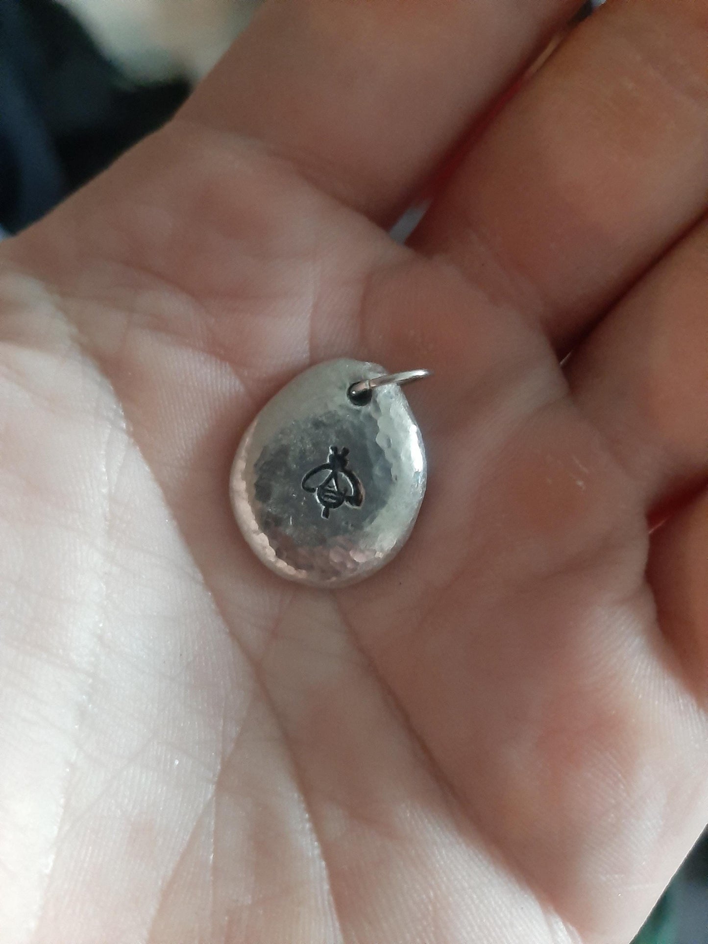 Bee Pendant Necklace - Bumble Bee - Cast and hammered pewter - Small - Can be personlised