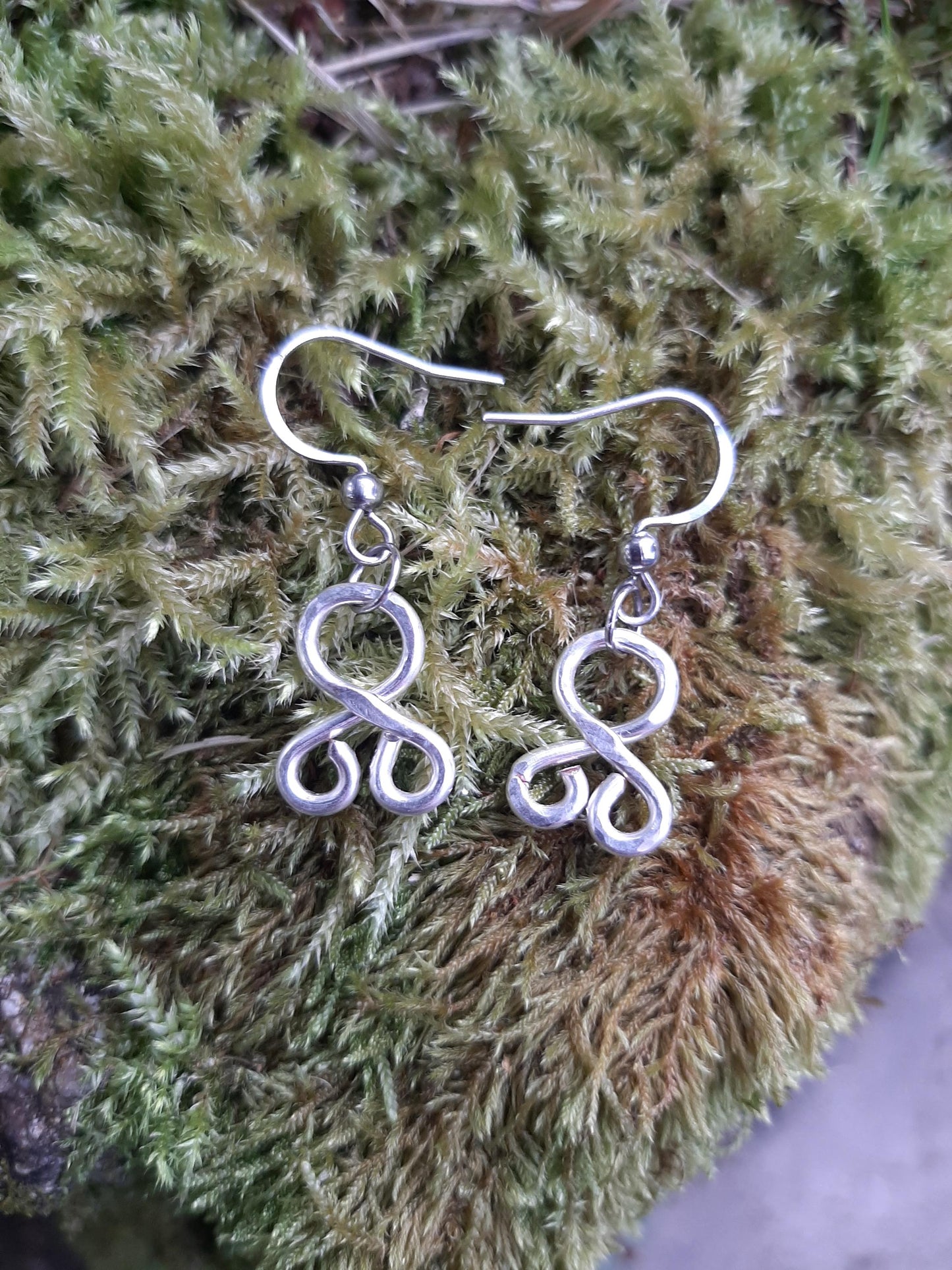 Small Silver Troll Cross Pendant Earrings - Stainless Steel Hooks | Viking Earrings
