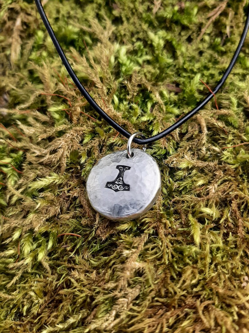 Mjolnir Pendant Necklace -| Thors Hammer Pendant - Cast and Hammered Pewter | Viking Necklace