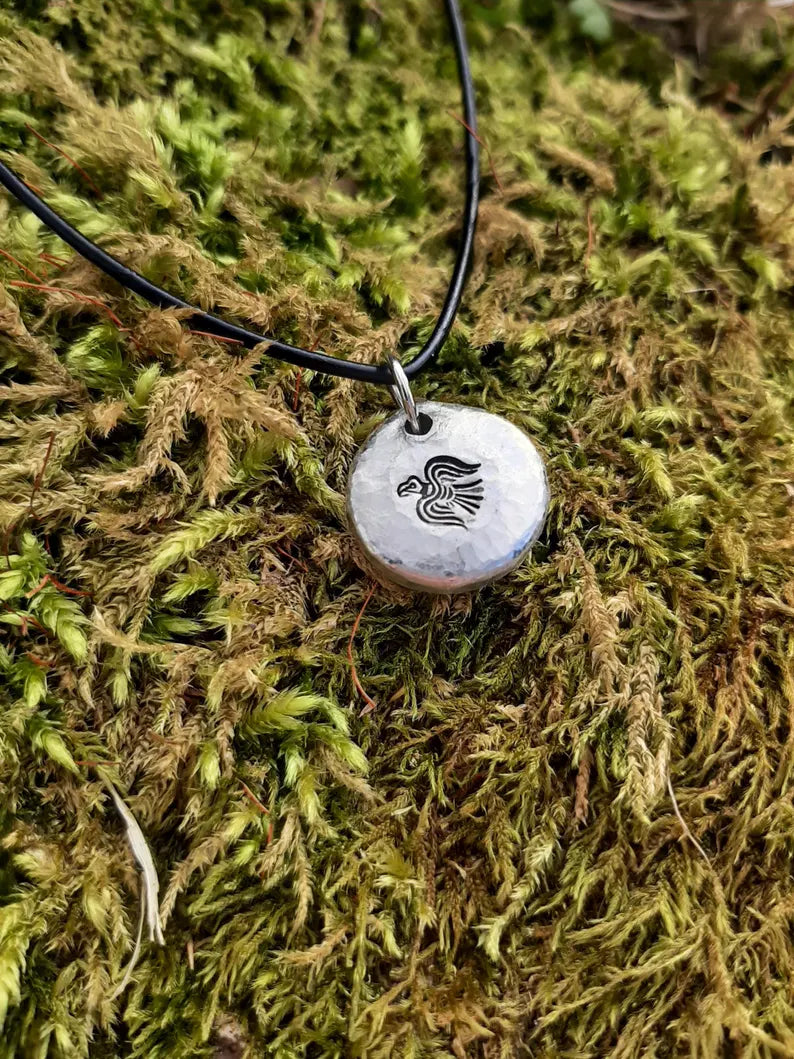 Odin's Raven Necklace | Huginn and Muninn - Cast and Hammered Pewter | Viking Necklace