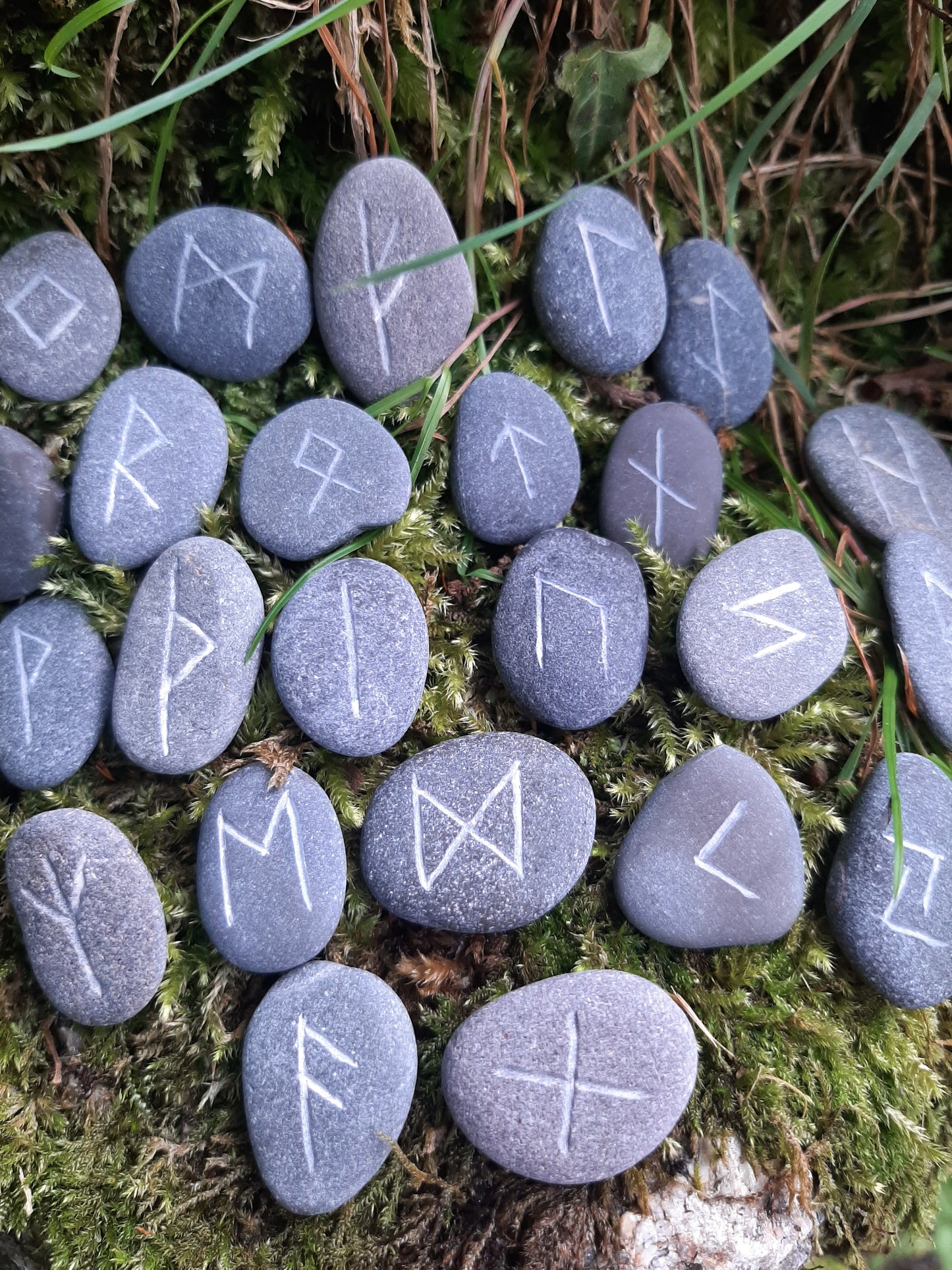 Carved Stone Rune Set - Rune casting, pagan, wiccan, magic, viking, norse