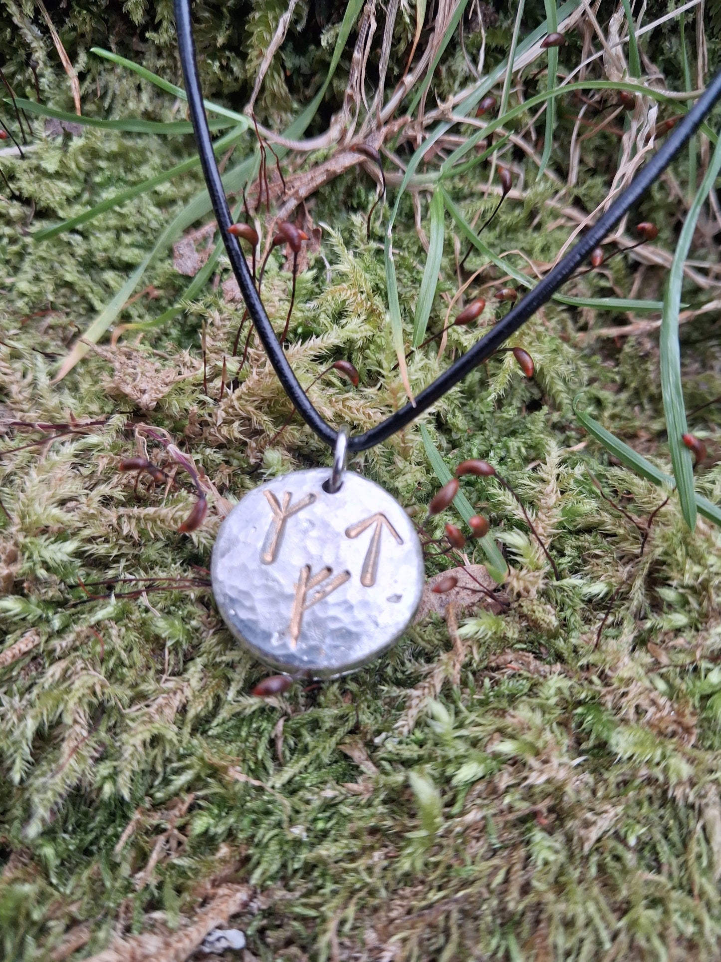 Personalised Rune Necklace - Cast and Hammered Pewter - Viking Necklace
