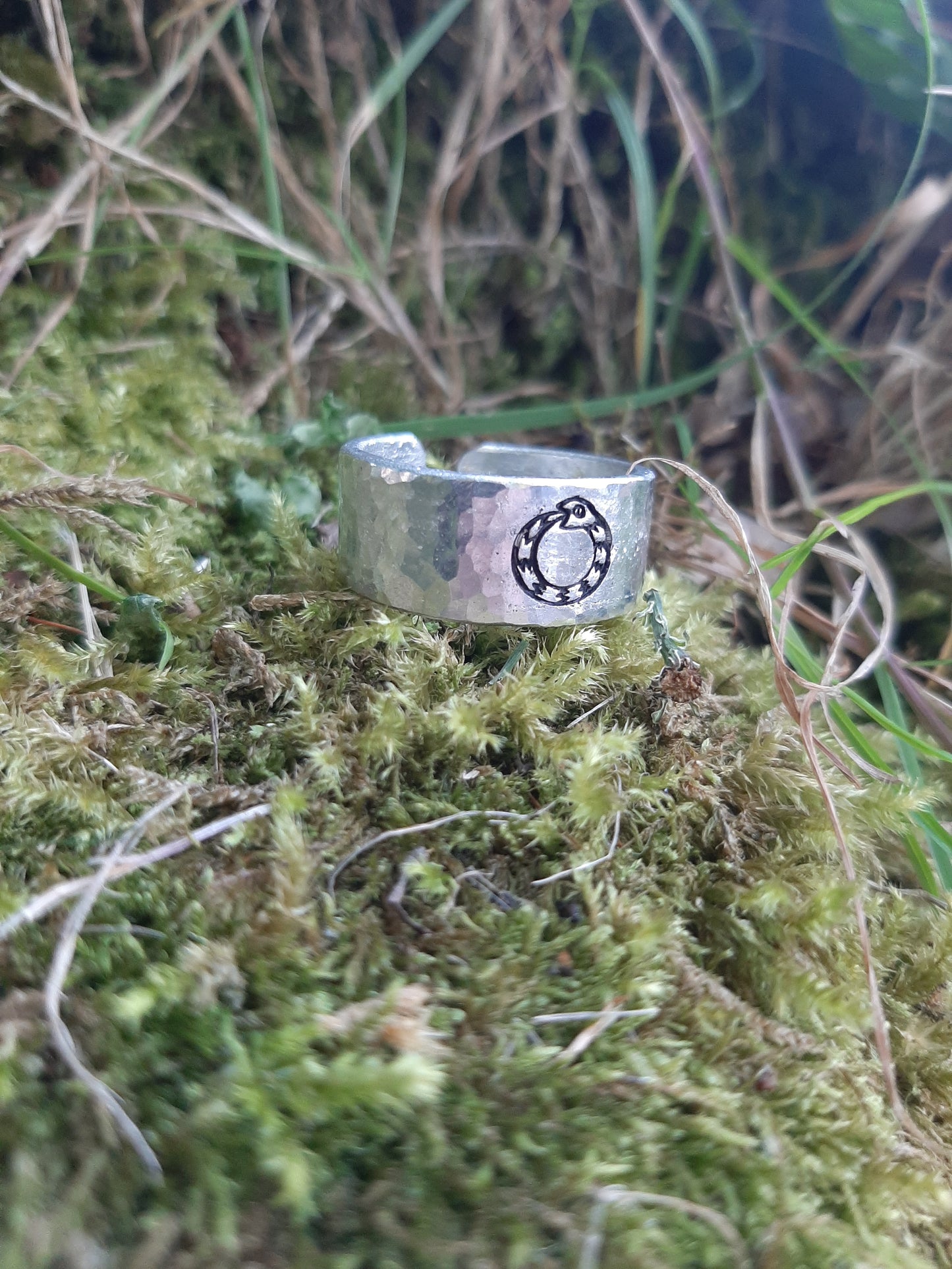 Jormungandr ring | World Serpent Ring | Snake Ring | Cast and hammered pewter | Open ring
