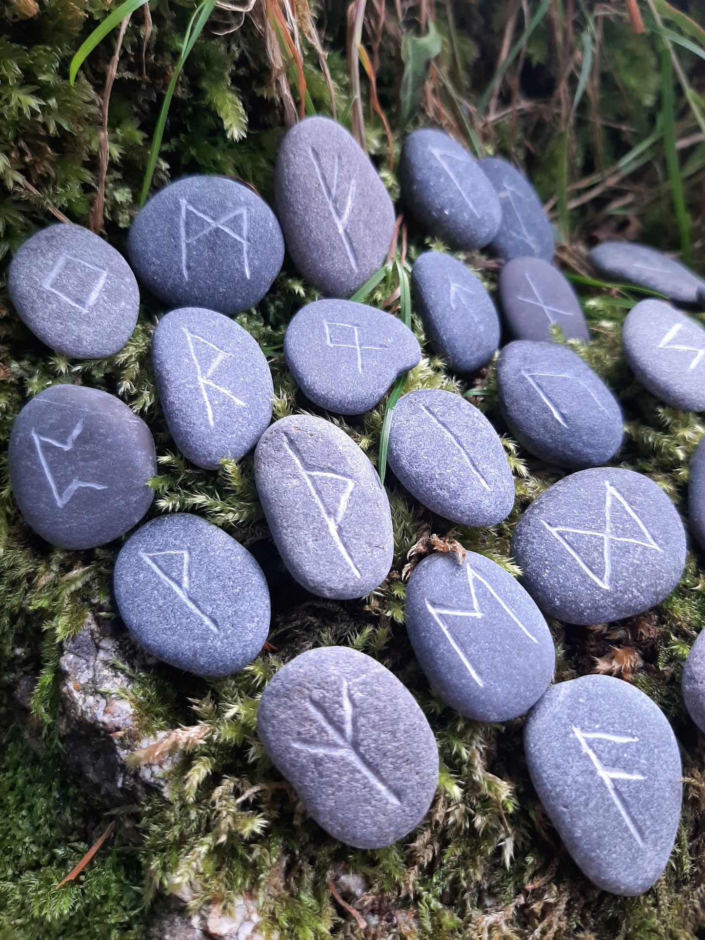 Carved Stone Rune Set - Rune casting, pagan, wiccan, magic, viking, norse