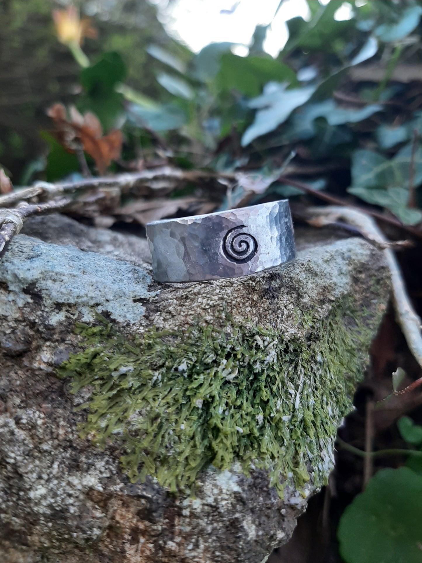 Celtic Spiral Ring | Cast and hammered pewter | Open ring