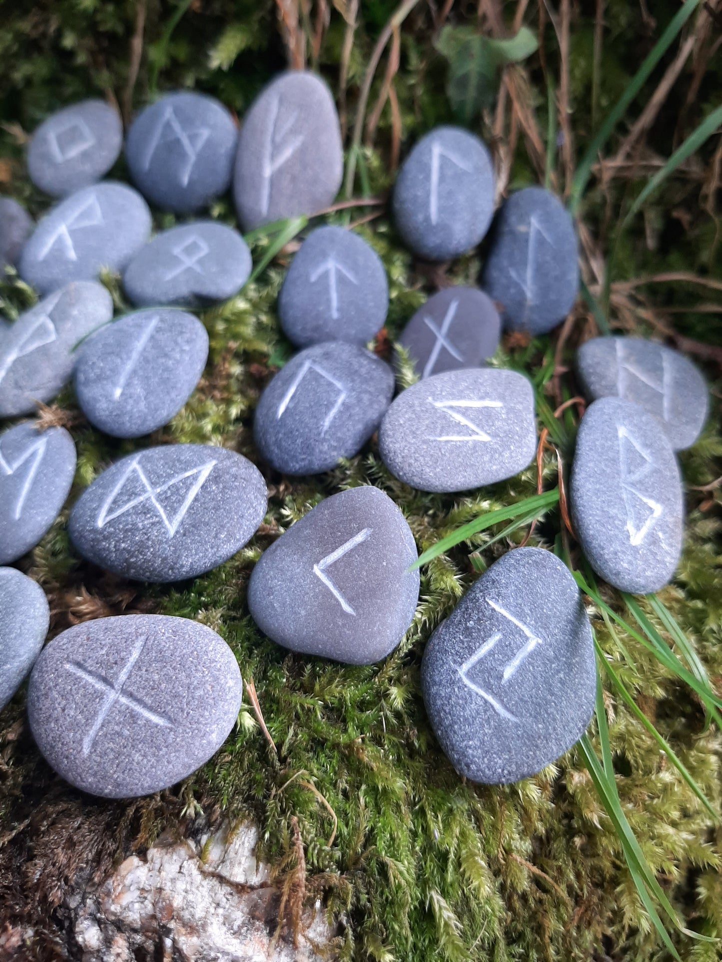 Carved Stone Rune Set - Rune casting, pagan, wiccan, magic, viking, norse