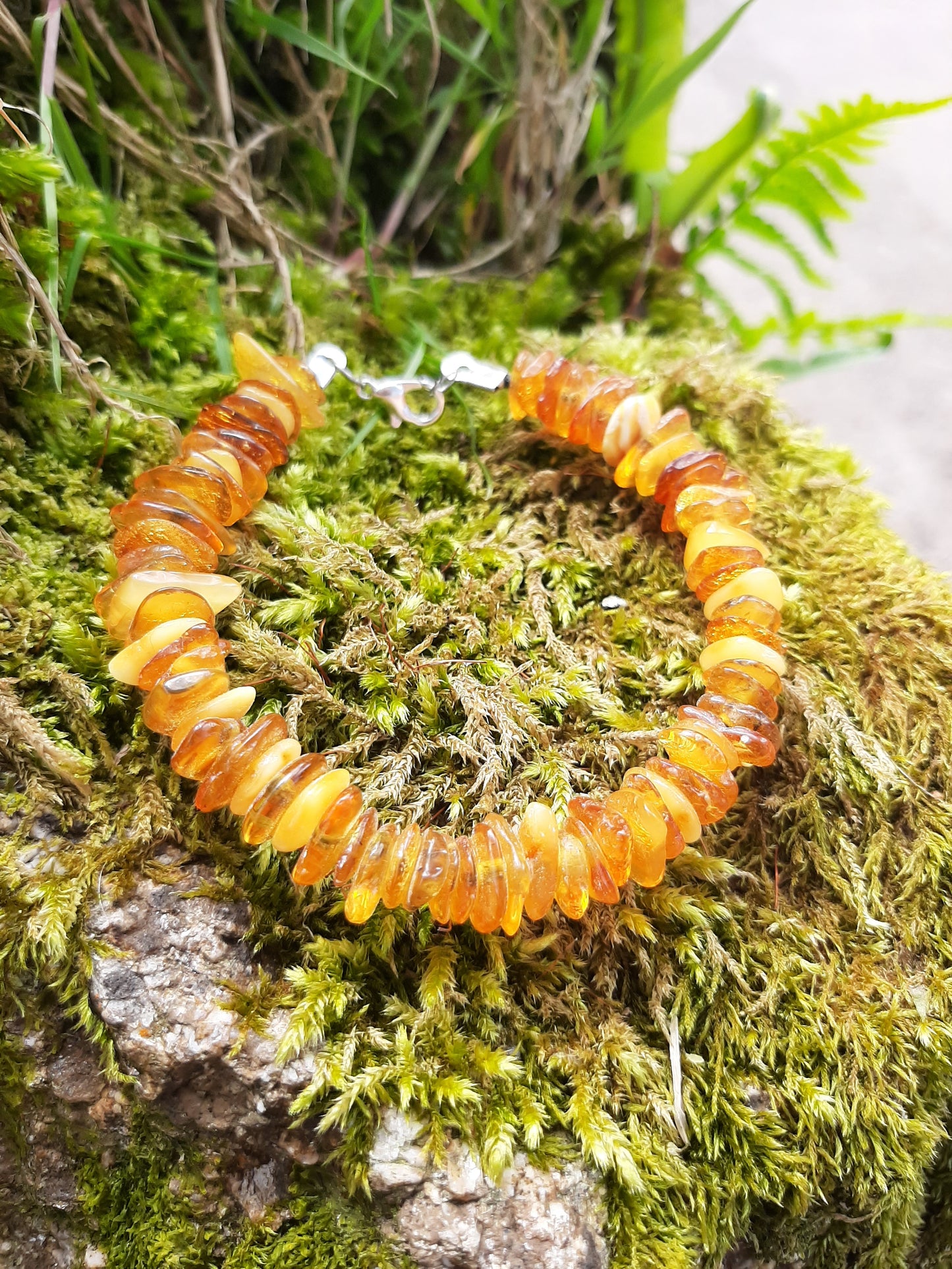 Amber Chip Bracelet - Lobster Clasp