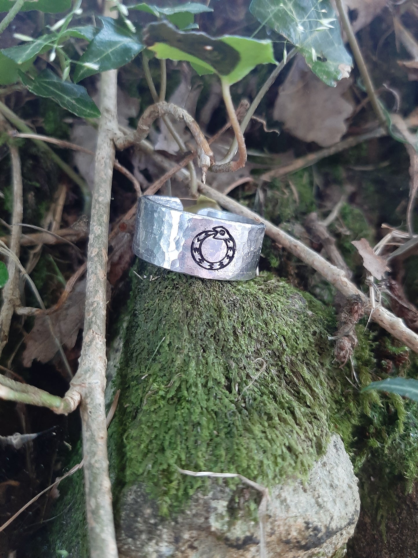 Jormungandr ring | World Serpent Ring | Snake Ring | Cast and hammered pewter | Open ring