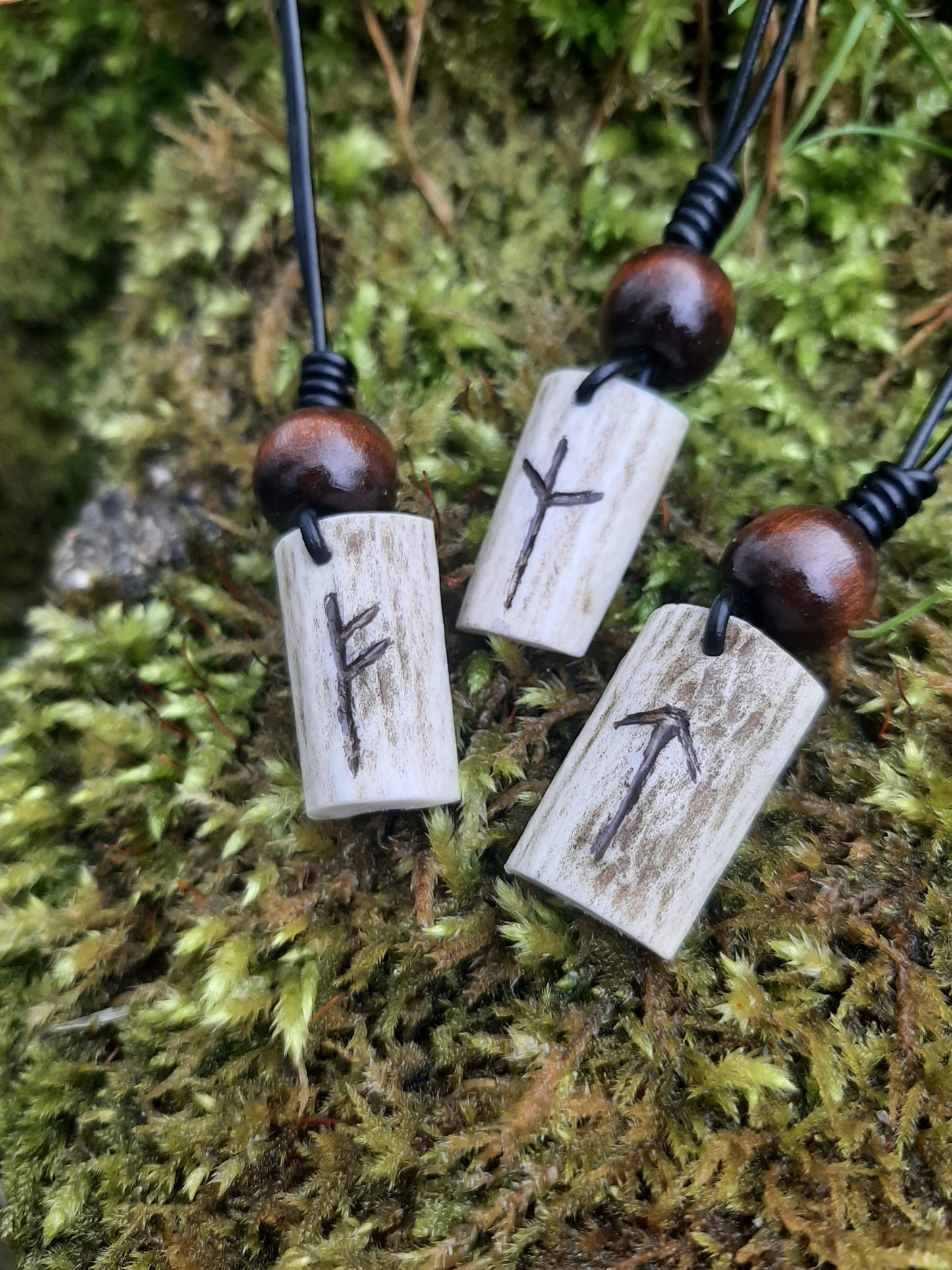 Carved Antler Rune Pendant Necklace | Viking Necklace