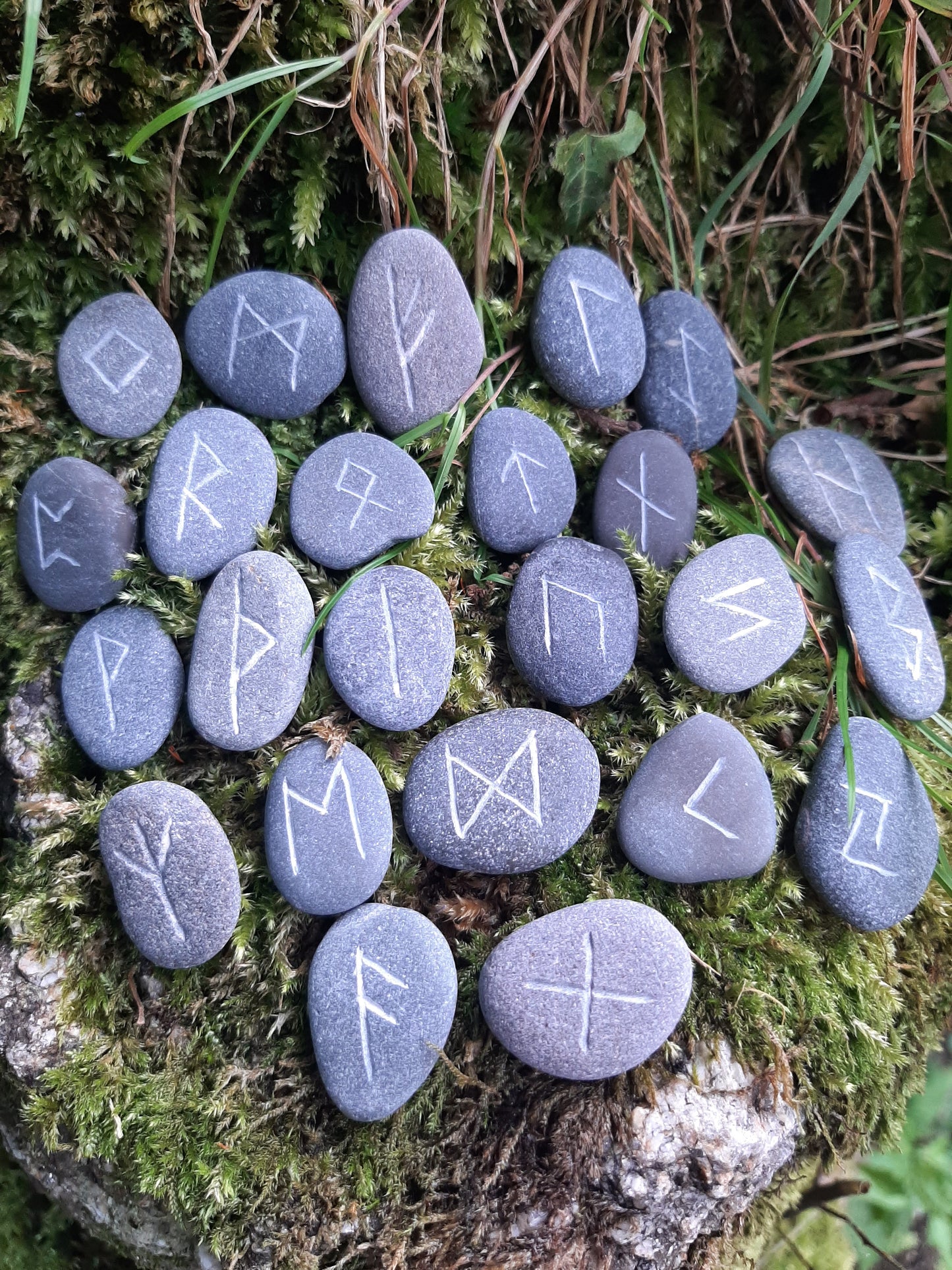 Carved Stone Rune Set - Rune casting, pagan, wiccan, magic, viking, norse