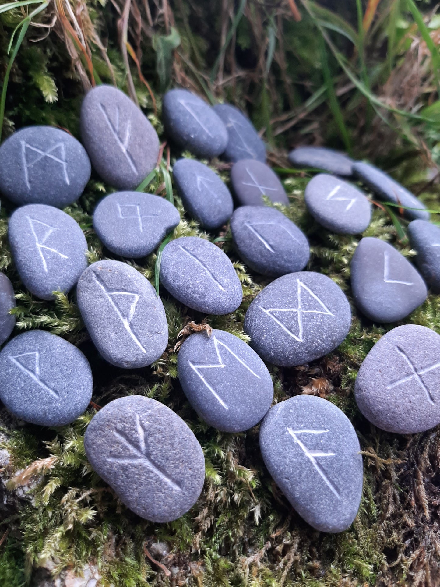 Carved Stone Rune Set - Rune casting, pagan, wiccan, magic, viking, norse