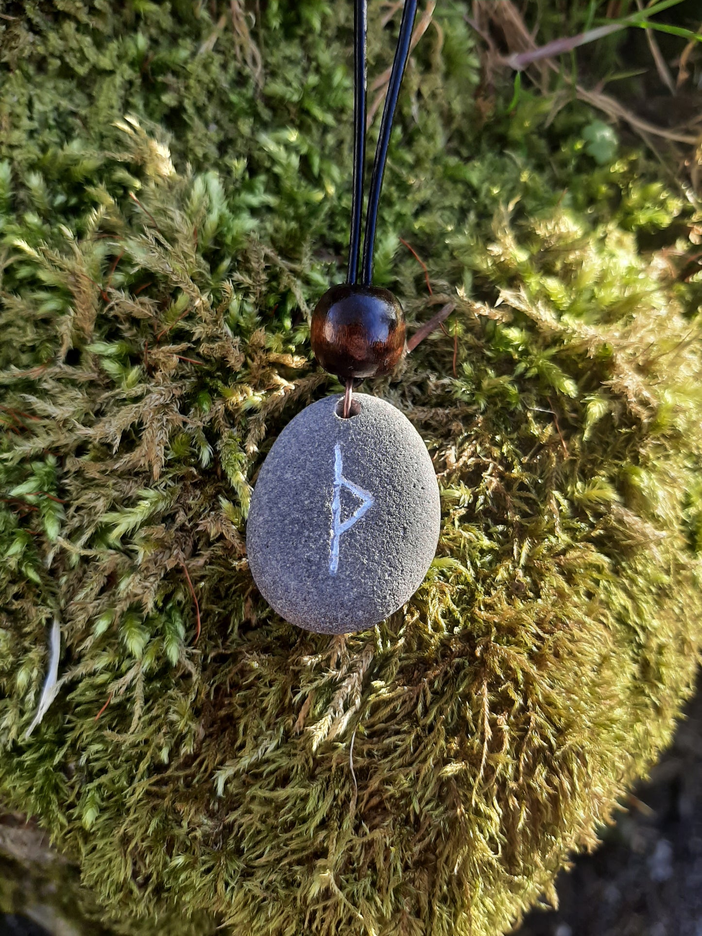 Carved Challenge Rune Stone Necklace - Thurisaz- Challenge, Thor Rune, Protection - Viking Jewellery | Viking Necklace