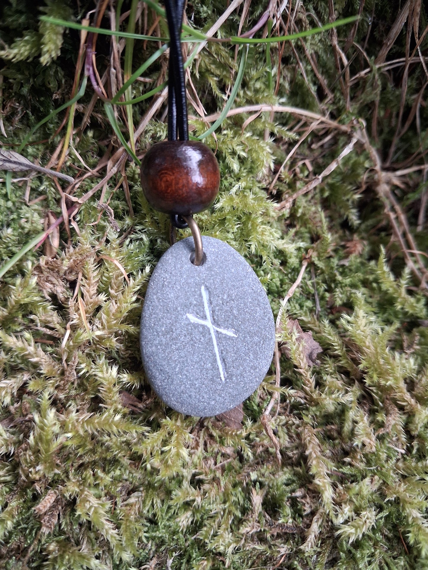 Carved Hardship Rune Stone Necklace - Nauthiz - Hardship - Viking Jewellery | Viking Necklace