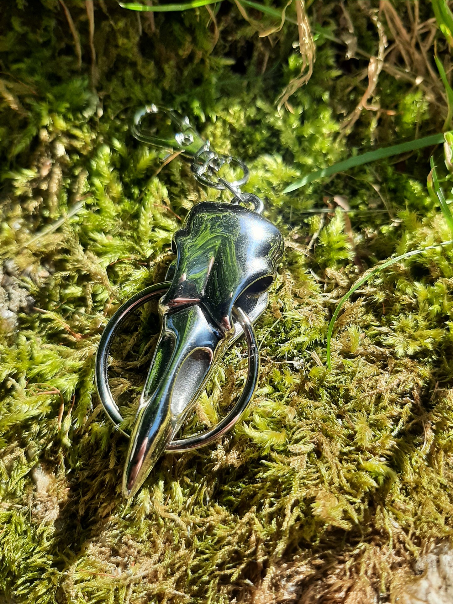 Raven Skull keyring - Stainless Steel