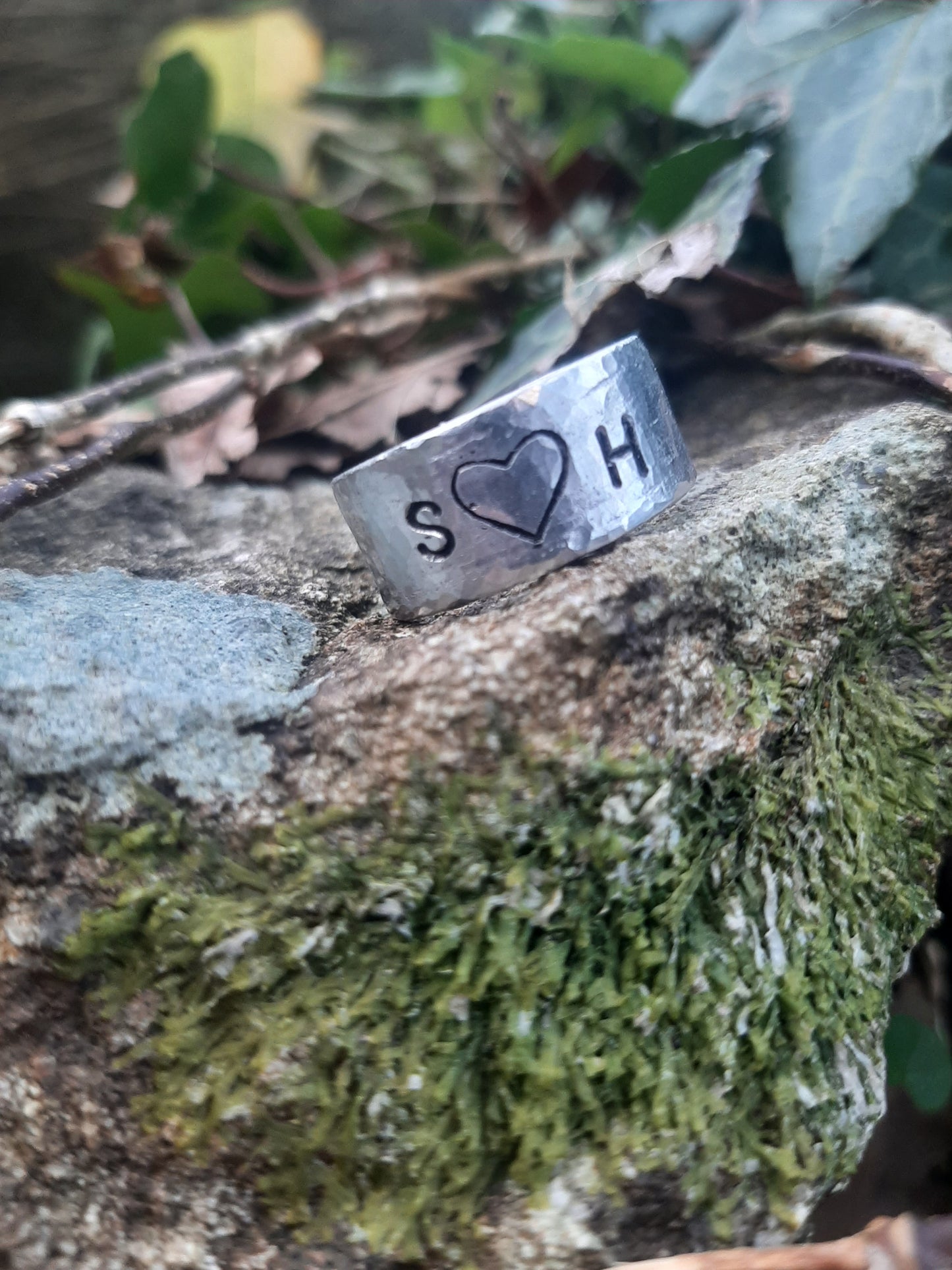 Personalised Love Ring | Heart Symbol | Cast and hammered