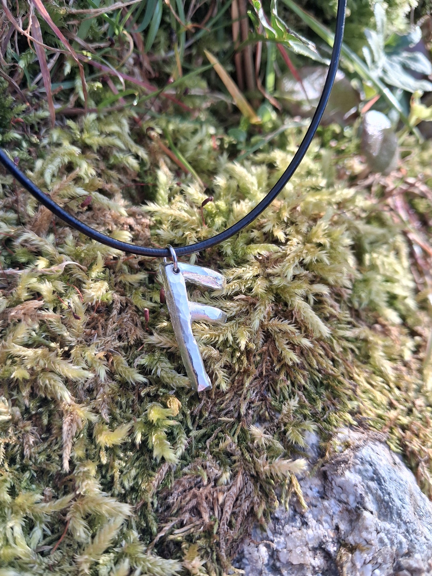 Viking Rune Necklace - Cast and Hammered Pewter - Ansuz Rune - Wisdom Rune | Viking Necklace