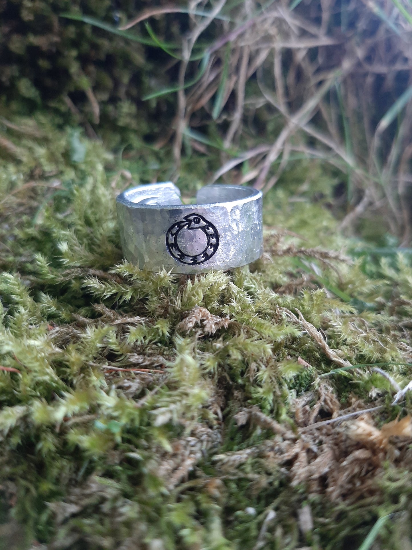 Jormungandr ring | World Serpent Ring | Snake Ring | Cast and hammered pewter | Open ring