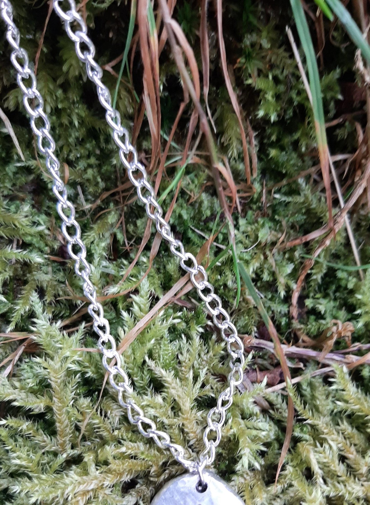 Viking Rune Necklace - Cast and Hammered Pewter - Uruz Rune - Strength Rune | Viking Necklace