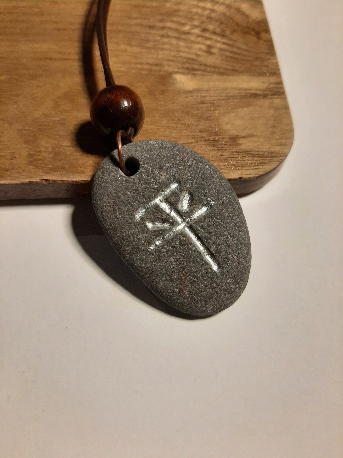Carved Calm Kanji Stone Necklace - Hei - Calm
