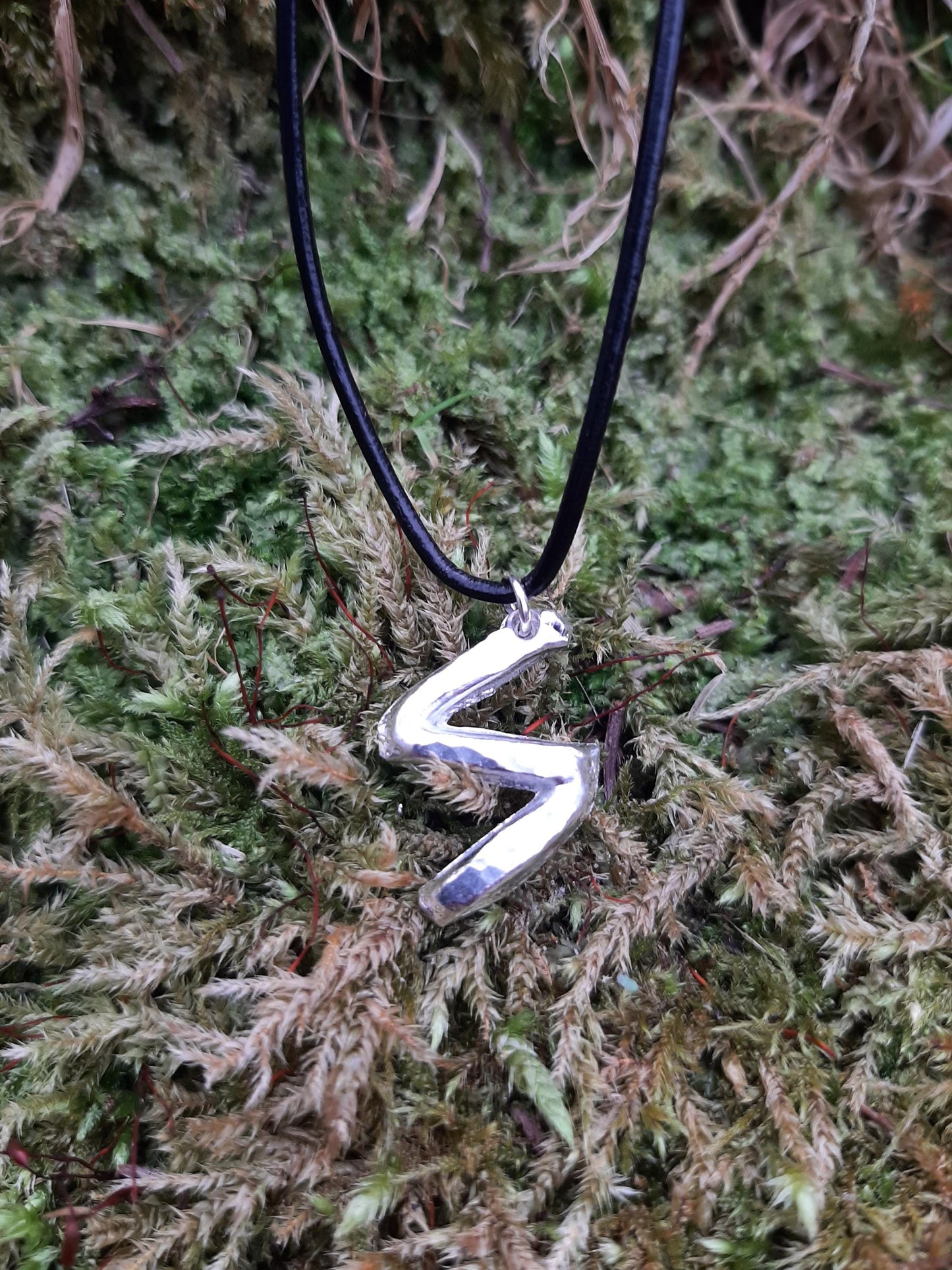 Viking Rune Necklace - Cast and Hammered Pewter - Sowilo Rune - Protection Rune - Sun Rune - Success Rune| Viking Necklace