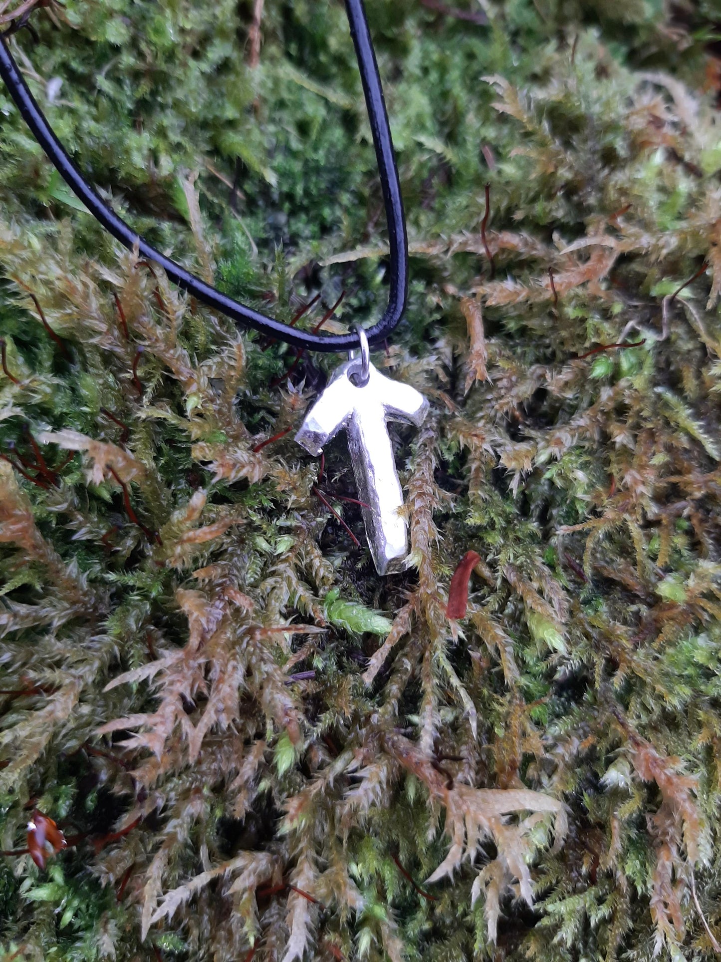 Viking Rune Necklace - Cast and Hammered Pewter - Tiwaz/Tyr Rune - Warrior Rune | Viking Necklace