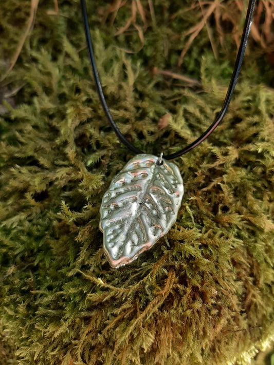 Leaf Pendant Necklace - Cast Pewter