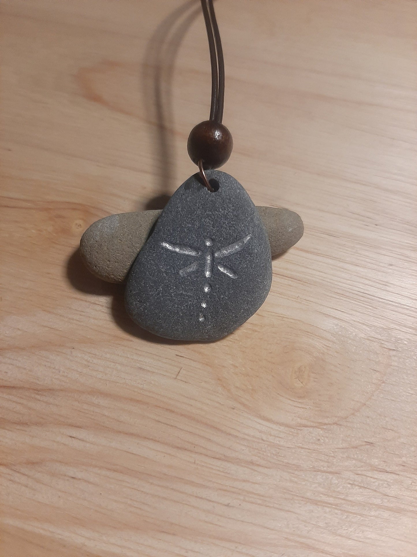 Carved Stone Necklace - Dragonfly