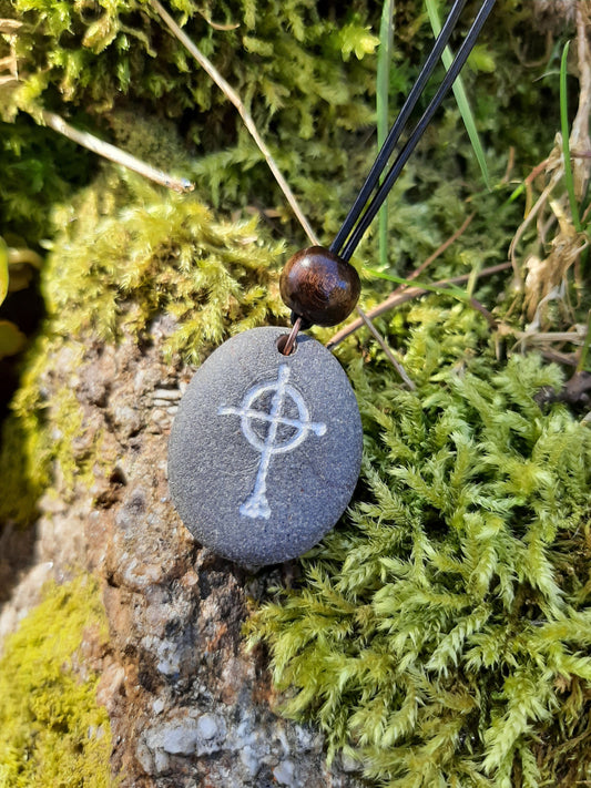 Carved Stone Necklace - Celtic Cross | Celtic Necklace