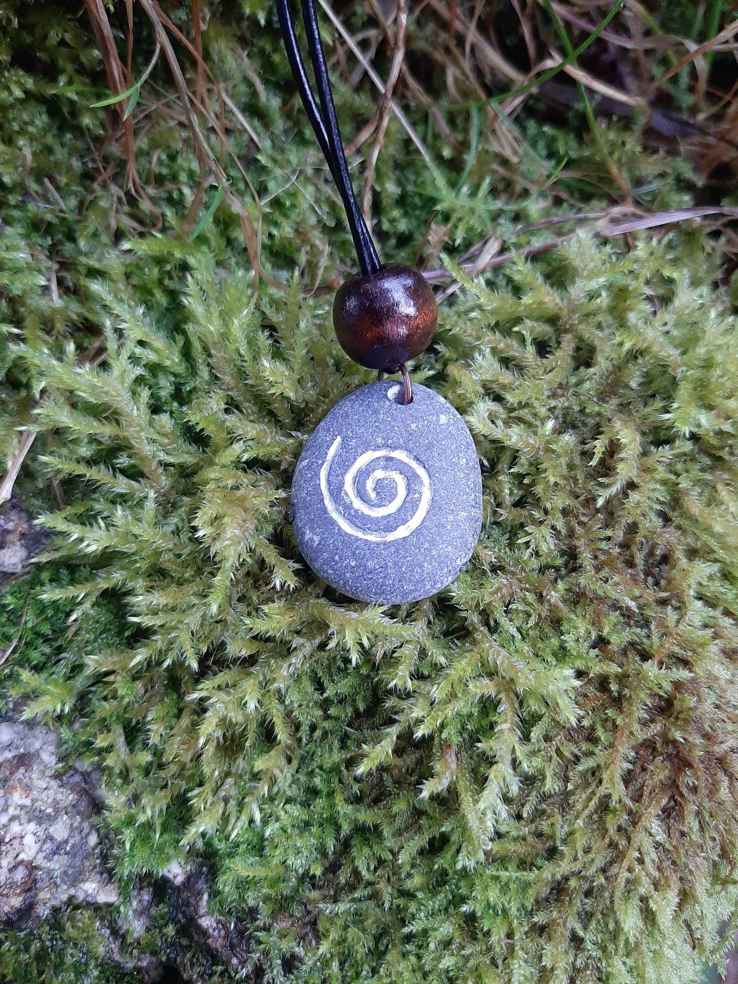 Carved Stone Necklace - Celtic Spiral Swirl | Celtic Necklace