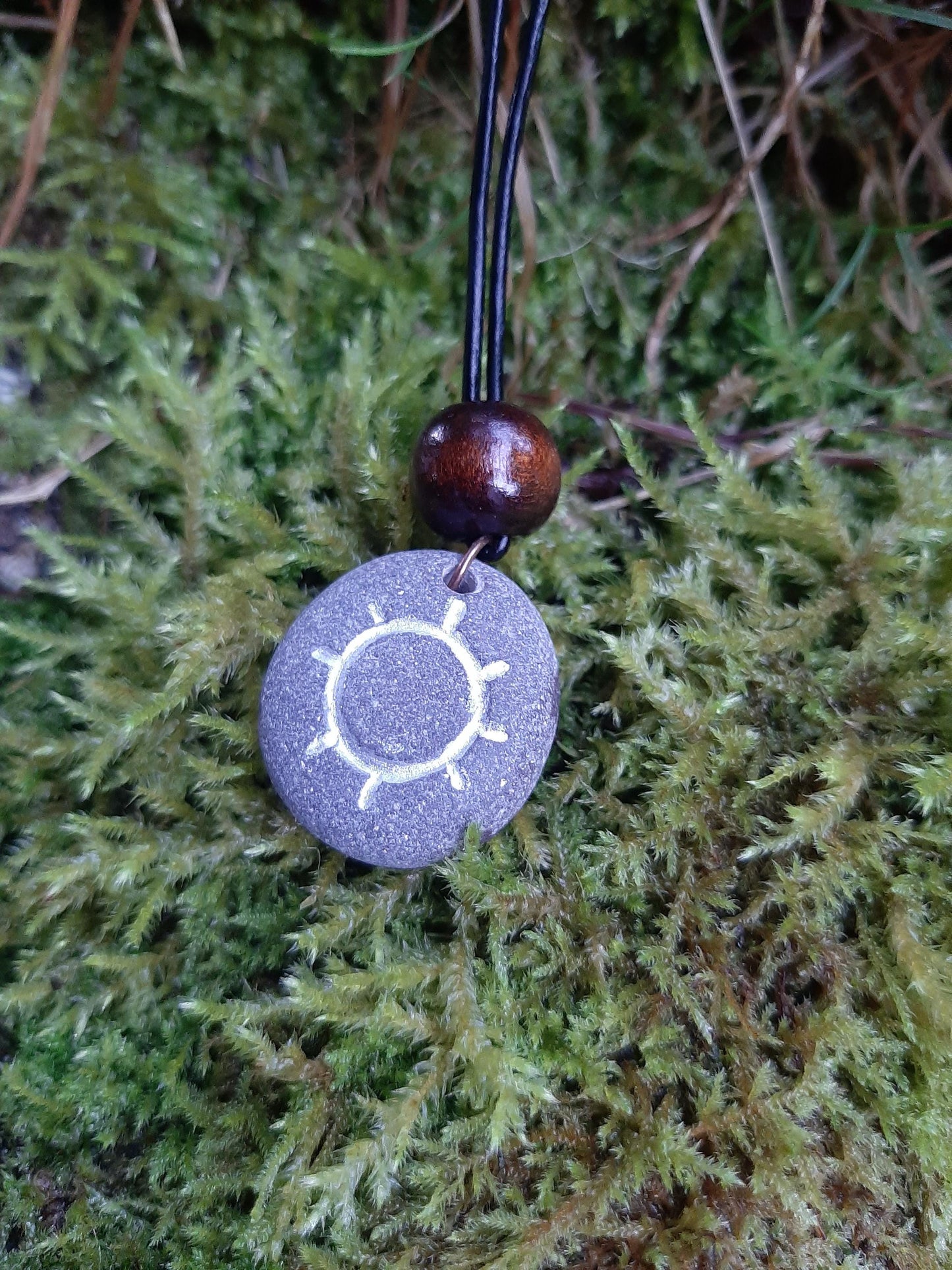 Carved Stone Necklace - Sun