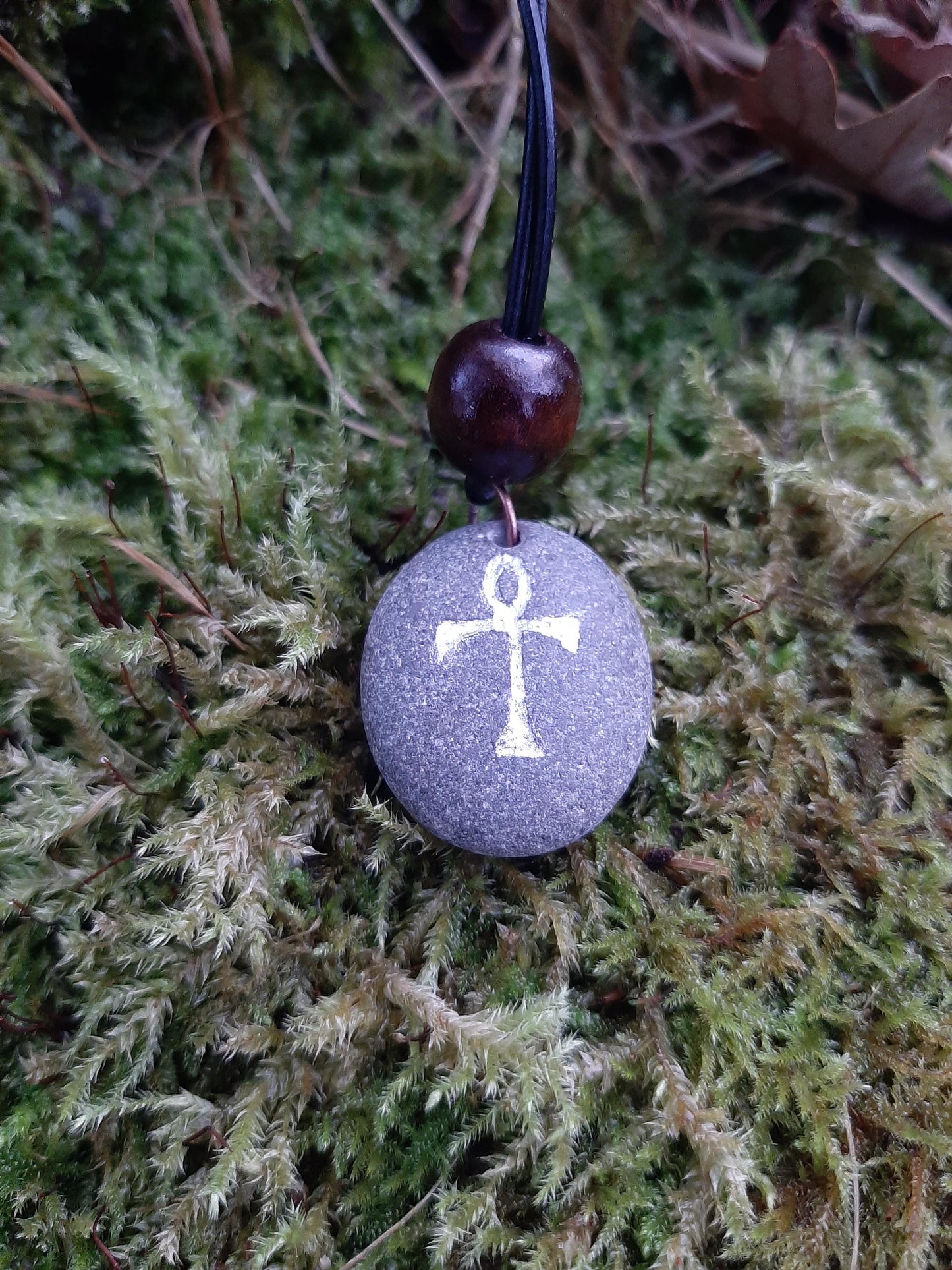 Carved Stone Necklace - Ankh - Key of Life - Egyptian Cross