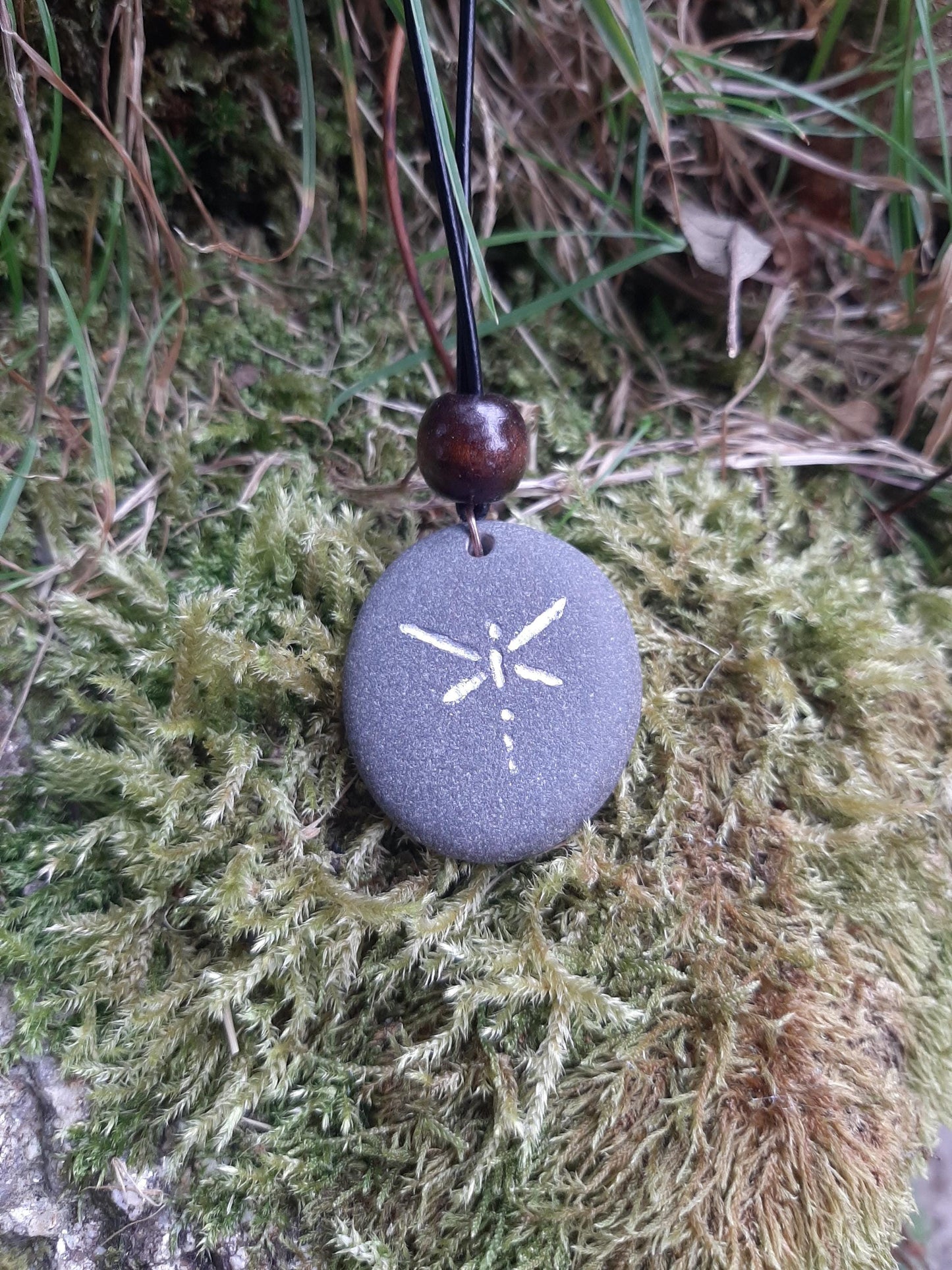 Carved Stone Necklace - Dragonfly