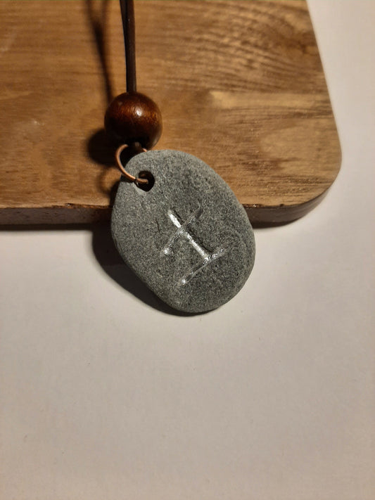 Carved Earth Kanji Stone Necklace - Chi - Earth