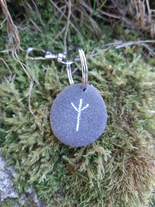 Rune Keyring - Viking keyring - Talisman - Carved Rune Stone