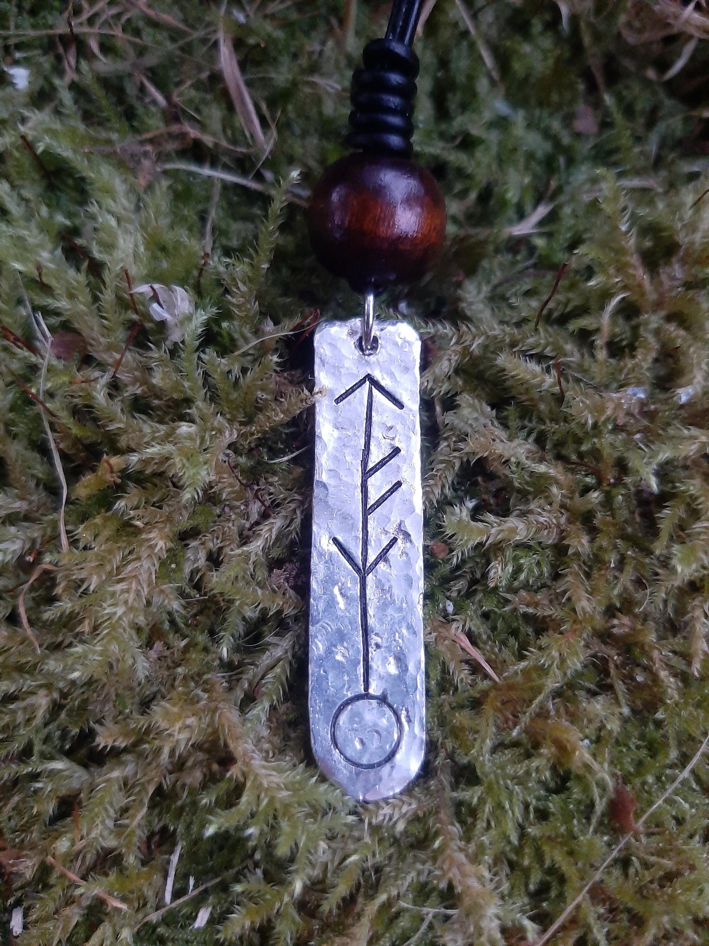 Viking Bind Rune Necklace - Cast and Hammered Pewter - Rune Necklace