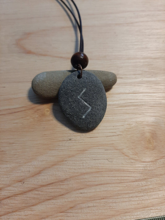 Carved Strength Rune Stone Necklace - Sowilo - Strength, Energy, Health - Viking Jewellery | Viking Necklace