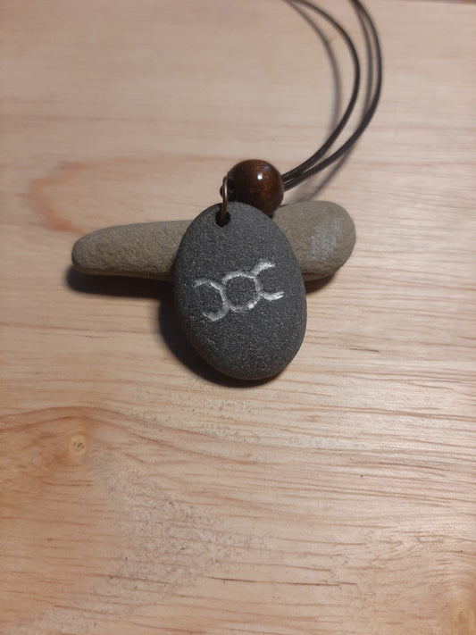 Carved Stone Necklace - Triple Goddess pendant