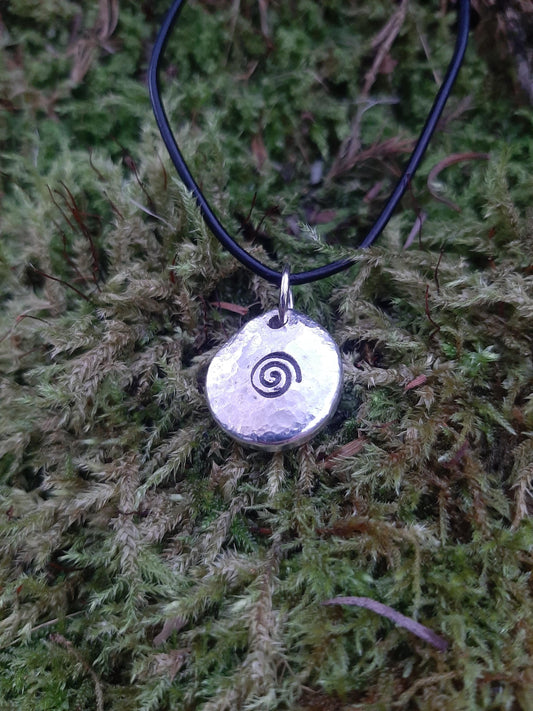 Celtic Spiral Necklace - Cast and Hammered Pewter - Swirl