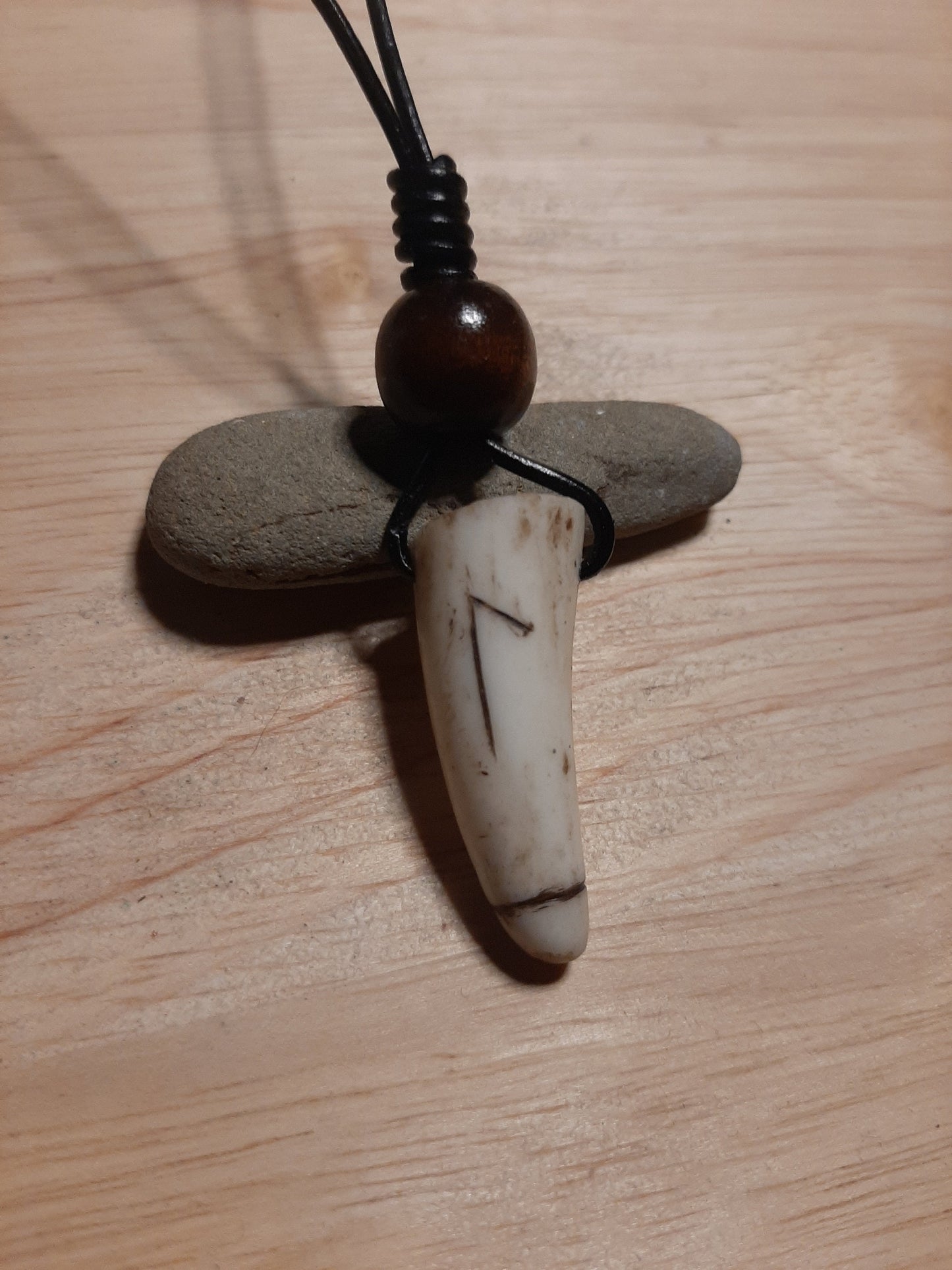 Carved Antler Laguz Renewal Rune Pendant Necklace | Viking Necklace