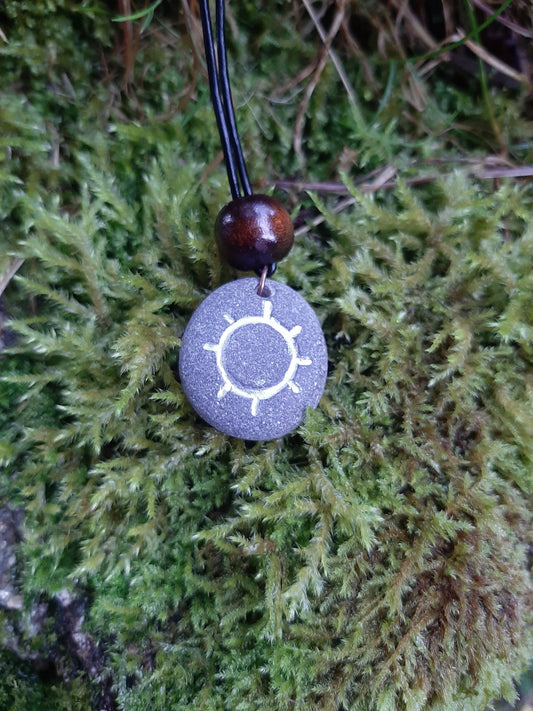 Carved Stone Necklace - Sun