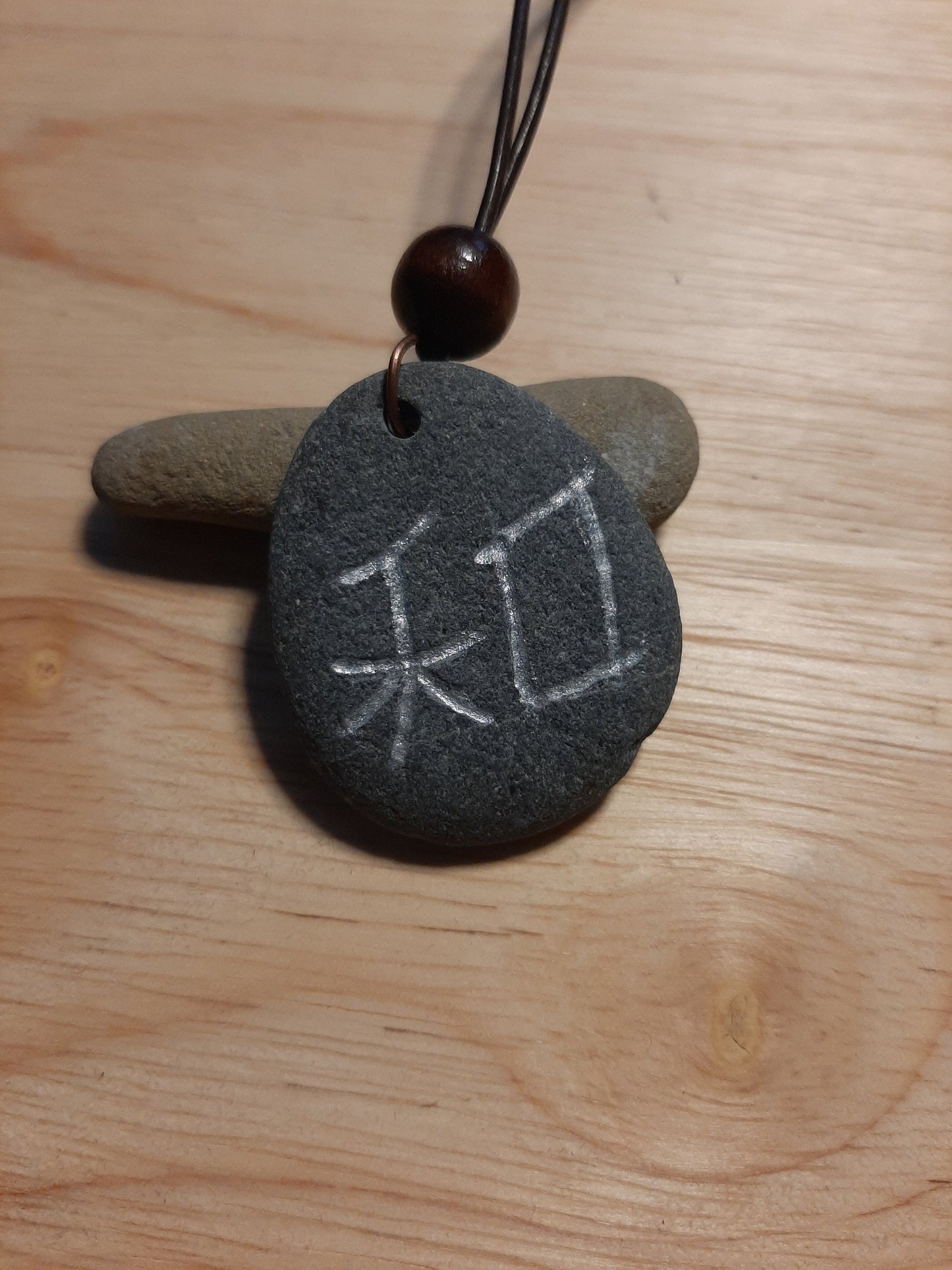 Carved Peace Kanji Stone Necklace - Wa - Peace, Harmony