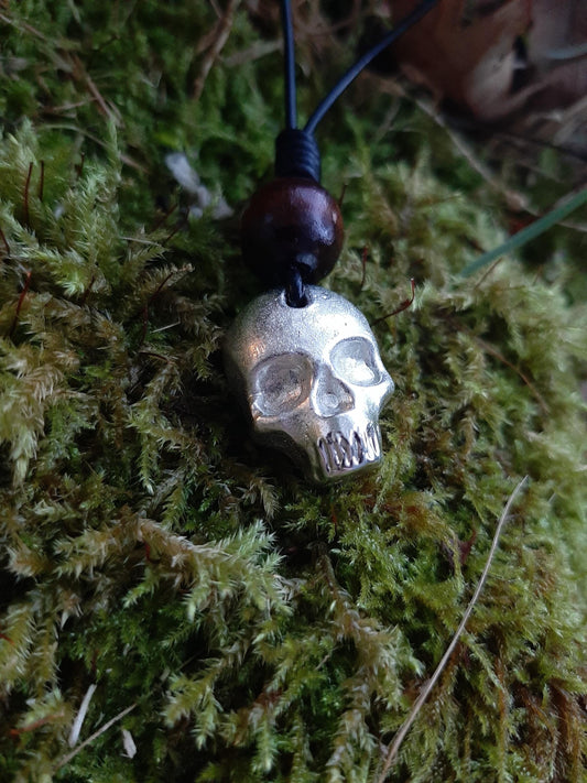 Skull Necklace - Cast Pewter - Solid - Jawless Skull