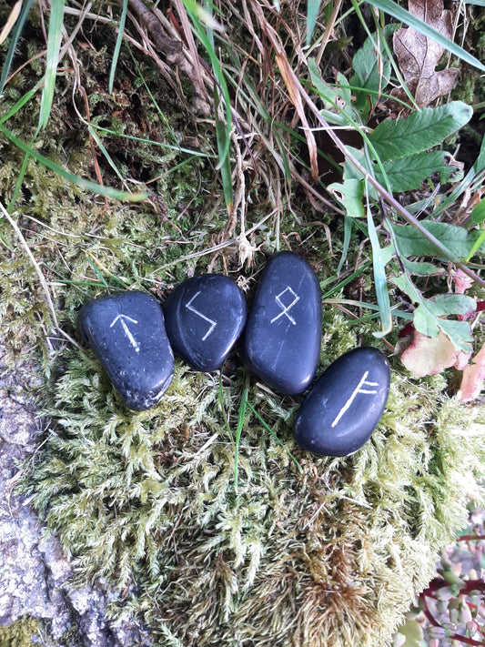 Black Carved Rune Stone, Palm Stone, Worry Stone, Home Stone, Pocket Stone, comfort stone