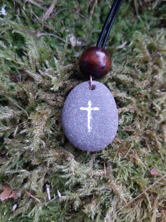 Carved Stone Necklace - Christian Cross | Christian Necklace