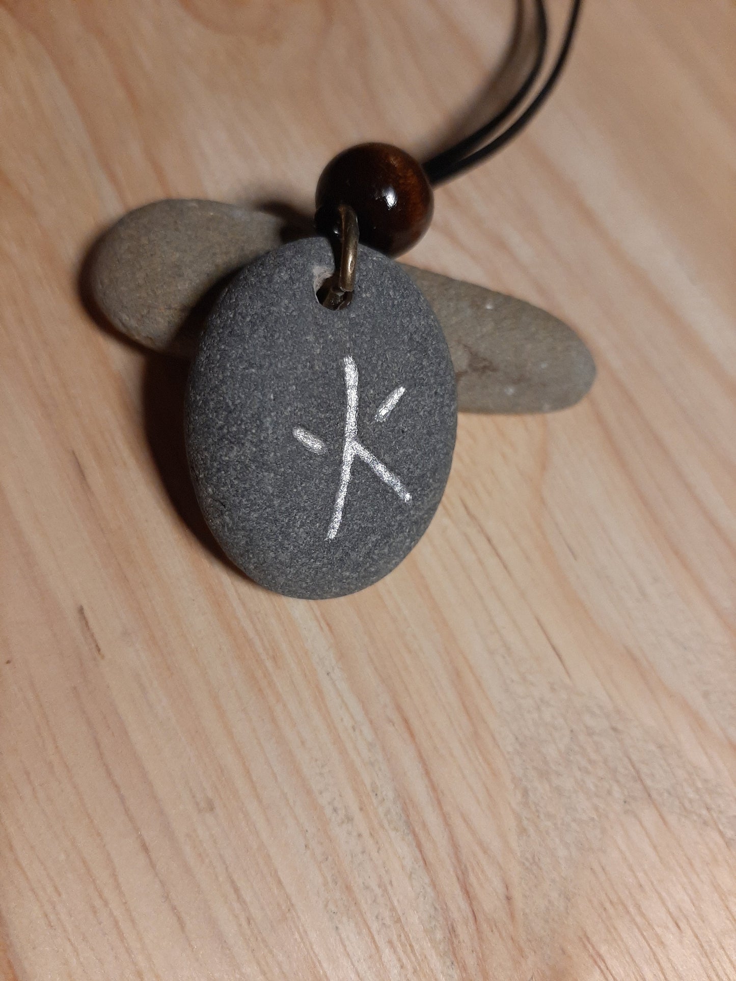 Carved Fire Kanji Stone Necklace - Hi - Fire