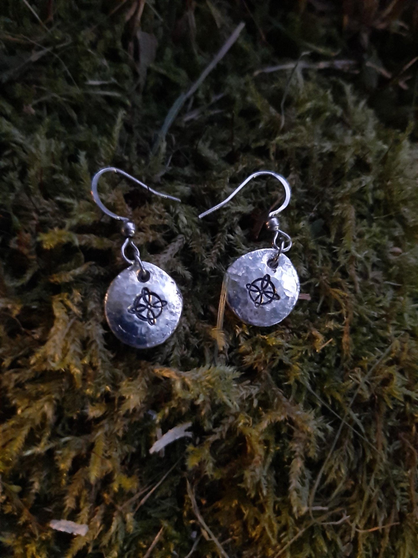 Celtic Luck Knot Pendant Earrings - Stainless Steel Hooks | Cast and Hammered Pewter