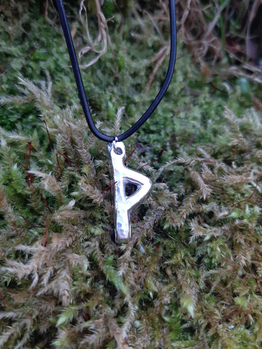 Viking Rune Necklace - Cast and Hammered Pewter - Thurisaz Rune - Thor Rune | Thor Hammer | Strength | Viking Necklace