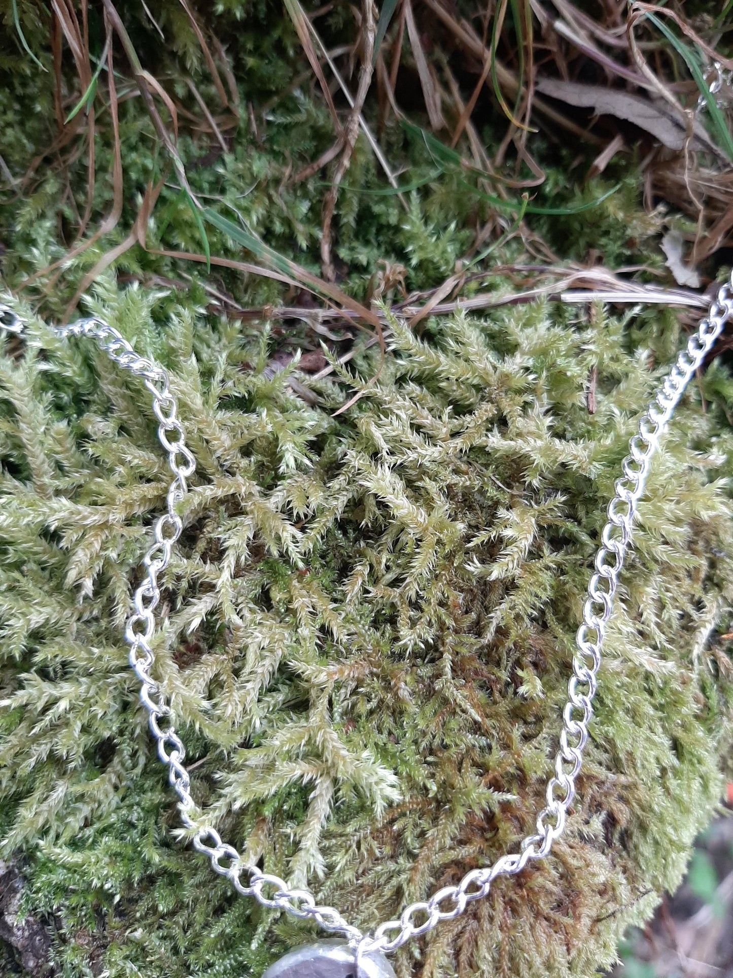Witch Pentagram Pendant Necklace - Cast and hammered pewter - Small